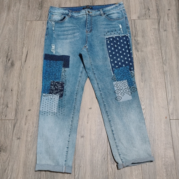 Anthropologie Juliette Patchwork Boyfriend Jeans 14 - Picture 8 of 11